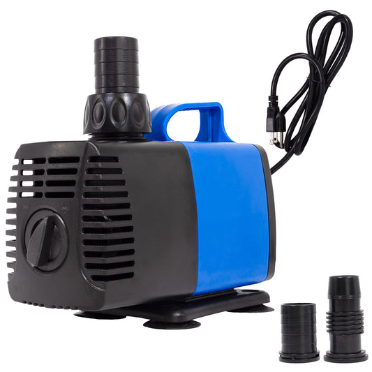 1200 GPH Amphibious Pond Fountain Water Feature Pump 15’ SJTW 3-Prong Plug