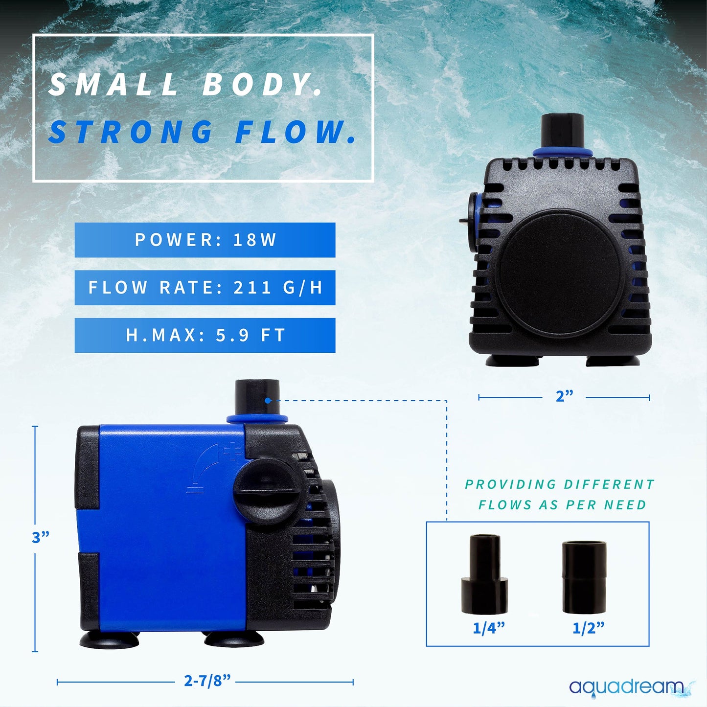 Aqua Dream 210 GPH Adjustable Submersible Pump Powerhead