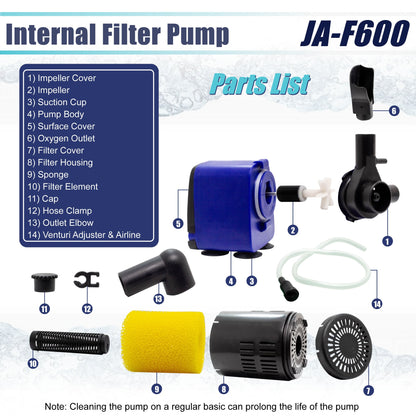 Aqua Dream 3in1 Aquarium Internal Filter Water Pump Oxygen 210 GPH