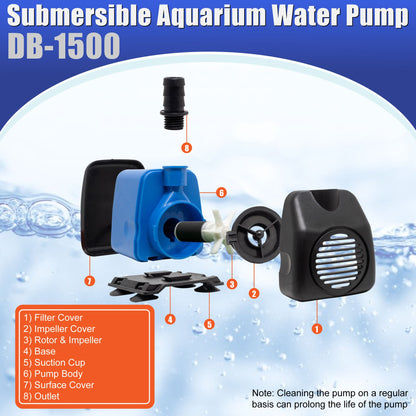 Aqua Dream 400 GPH Aquarium Submersible Pump Hydroponics