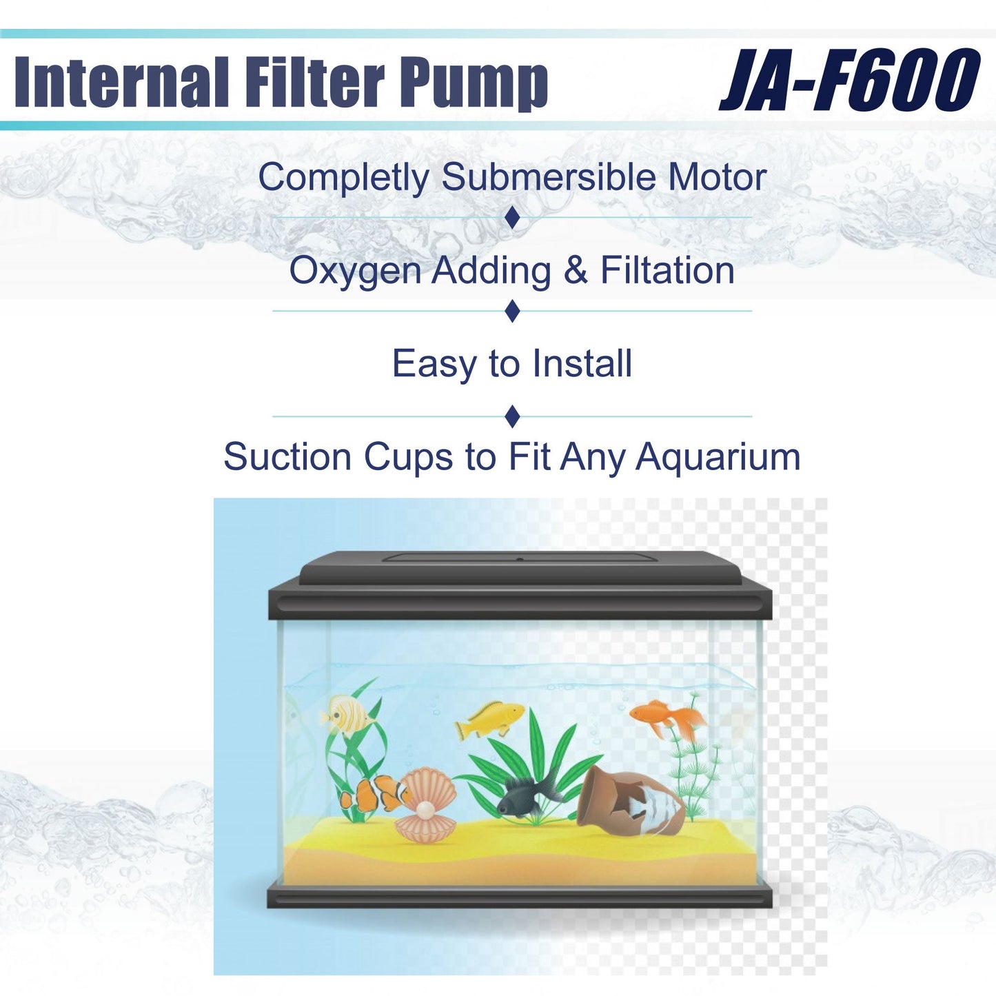 Aqua Dream 3in1 Aquarium Internal Filter Water Pump Oxygen 210 GPH