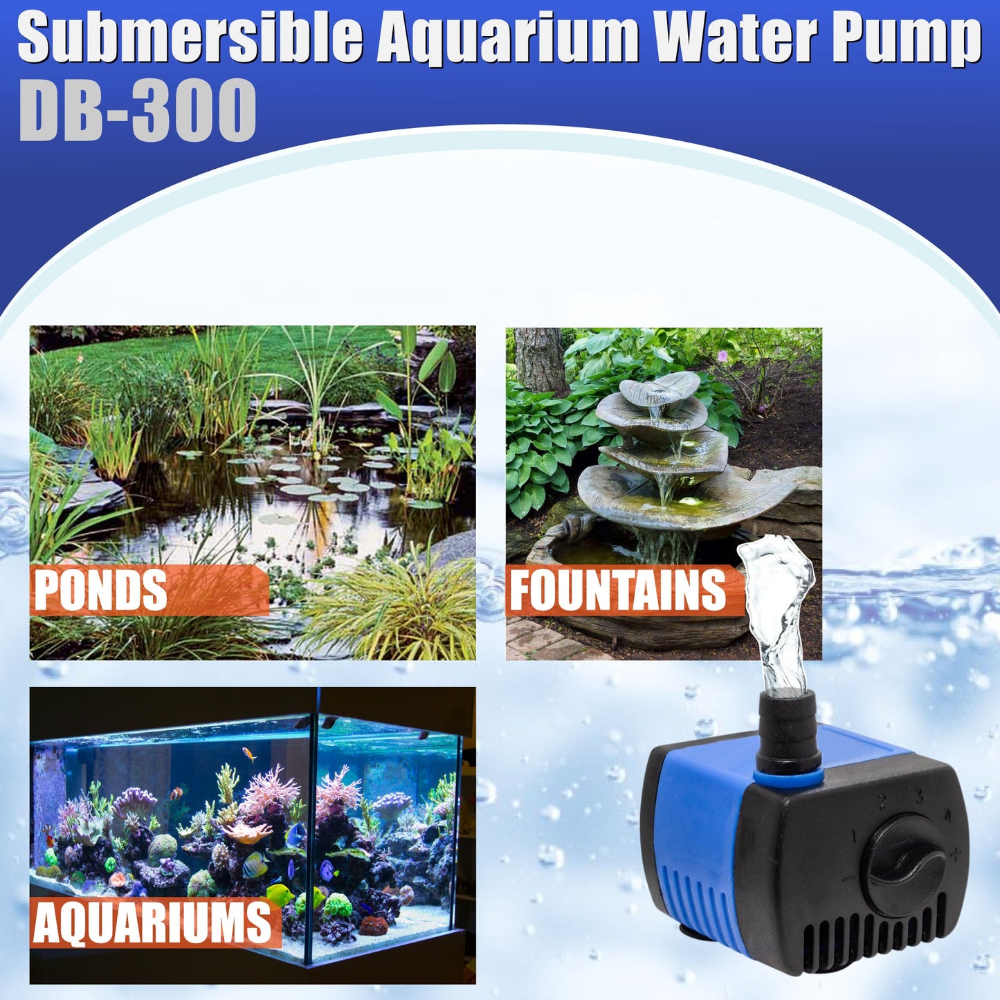 Aqua Dream 90 GPH Adjustable Submersible Pump Aquarium Powerhead