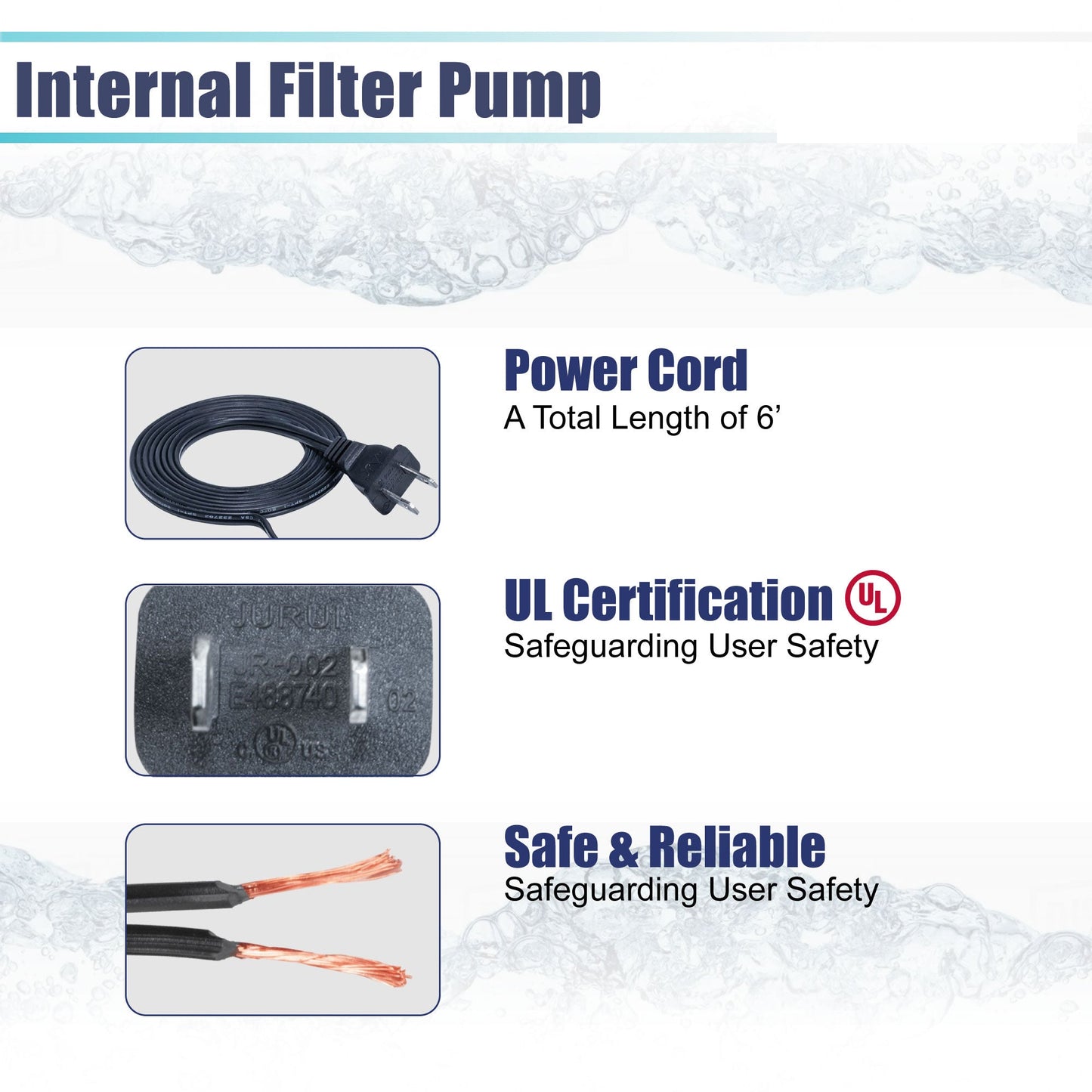 Aqua Dream 3In1 Aquarium Internal Filter Water Pump Oxygen 660 GPH