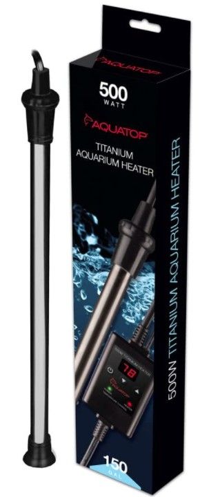 Aquatop Titanium Aquarium Heater with Controller 500 Watt 150 Gallons