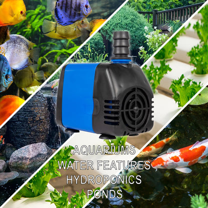 265 GPH Submersible Fountain Pond Aquarium Water Pump