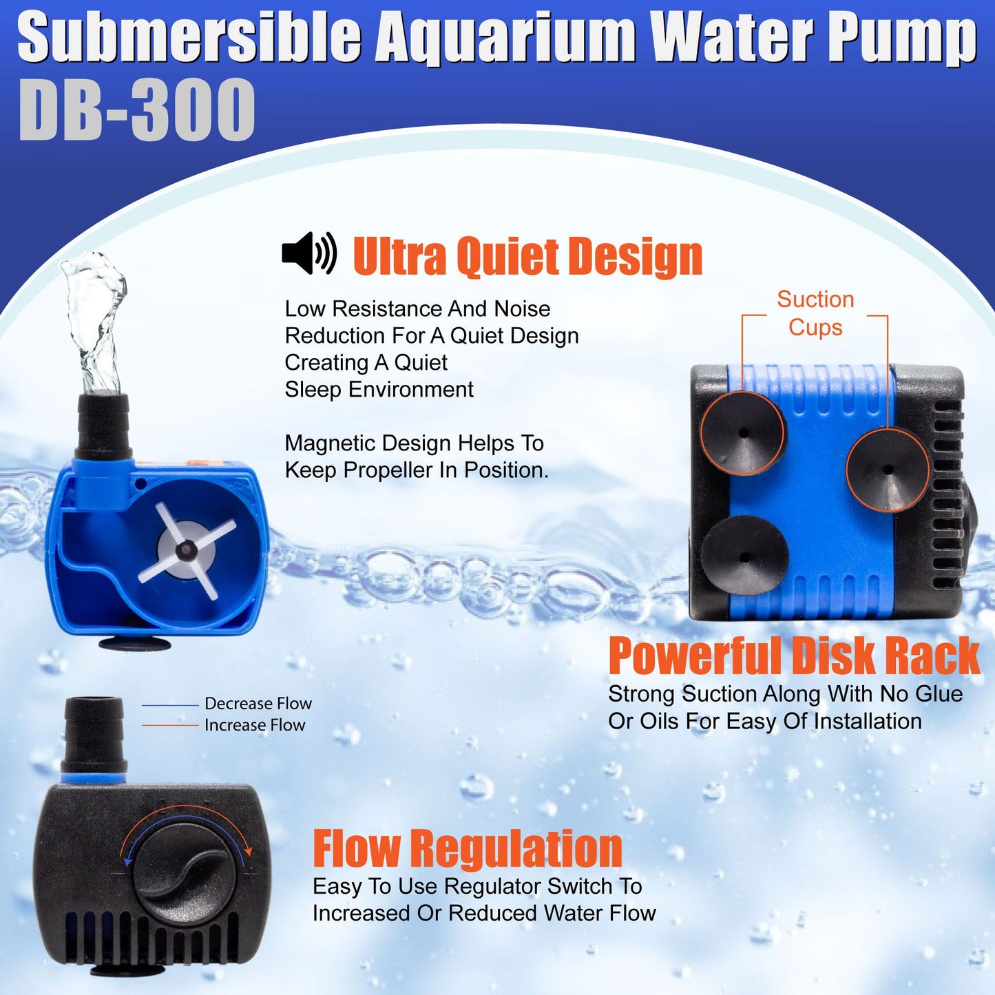 Aqua Dream 50 GPH Water Pump Adjustable Submersible Powerhead